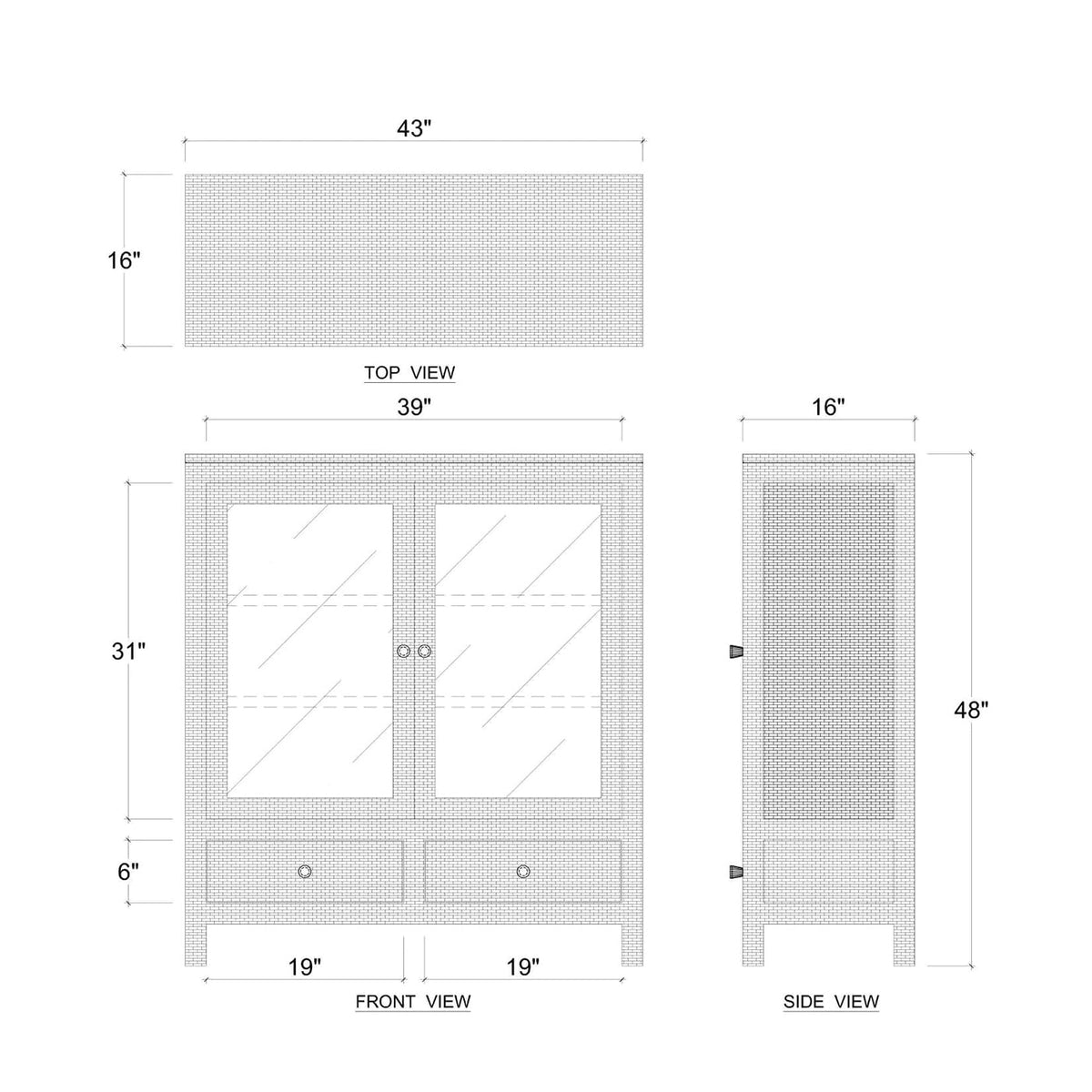 Rattan Wrapped Small Cabinet - English Georgian America