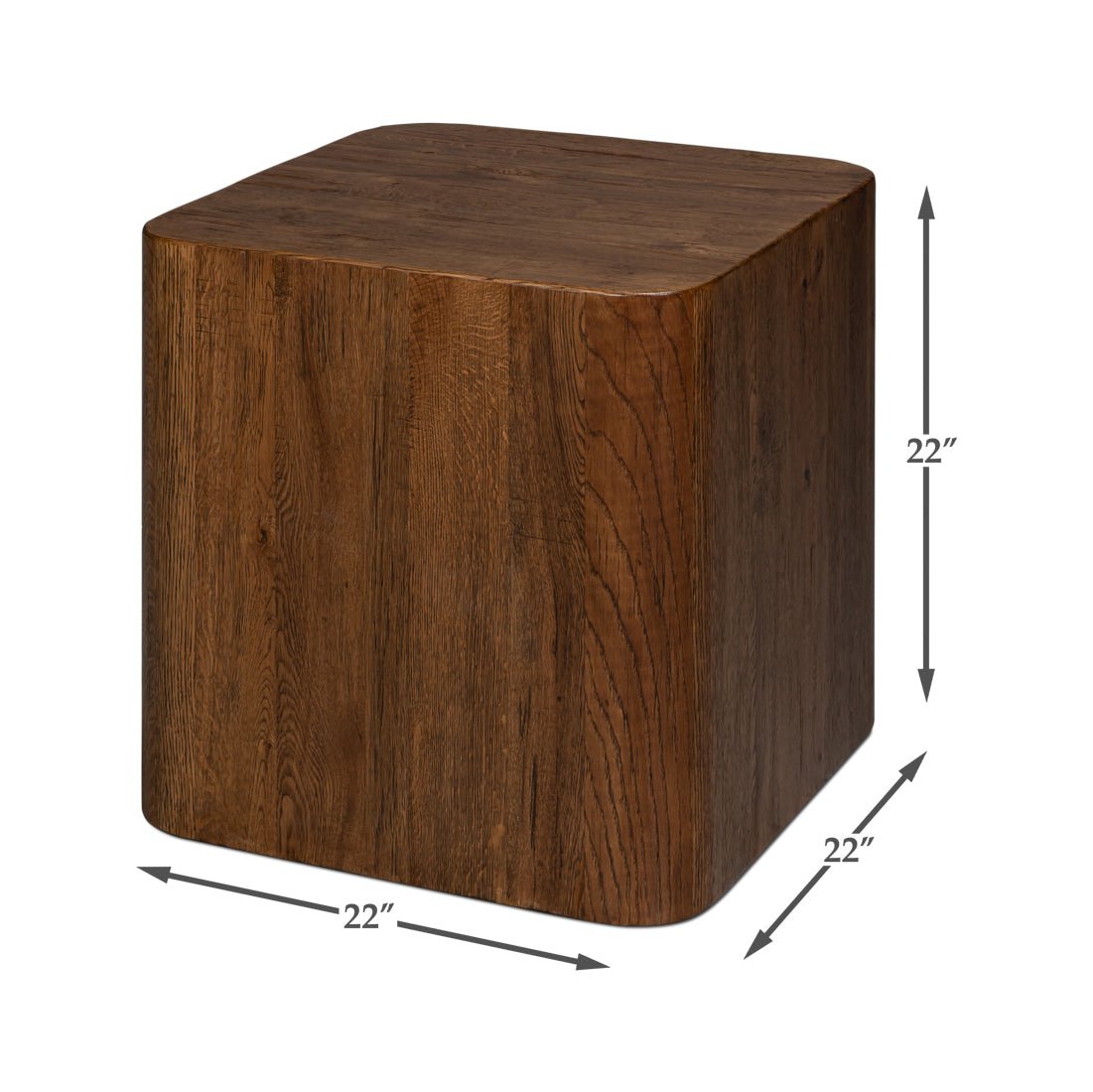 Reclaimed Oak Wooden Cube Table - English Georgian America