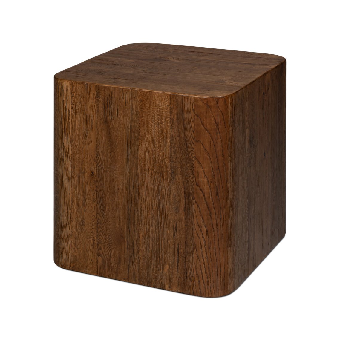 Reclaimed Oak Wooden Cube Table - English Georgian America