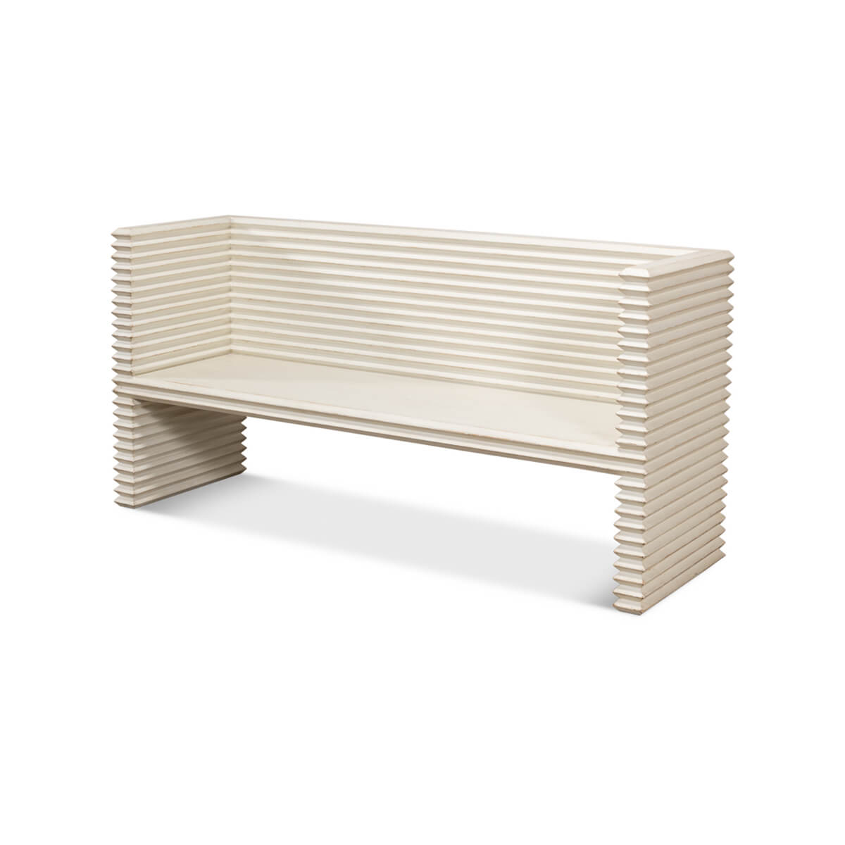 Reclaimed Pine Painted Bench - Antique White - English Georgian America