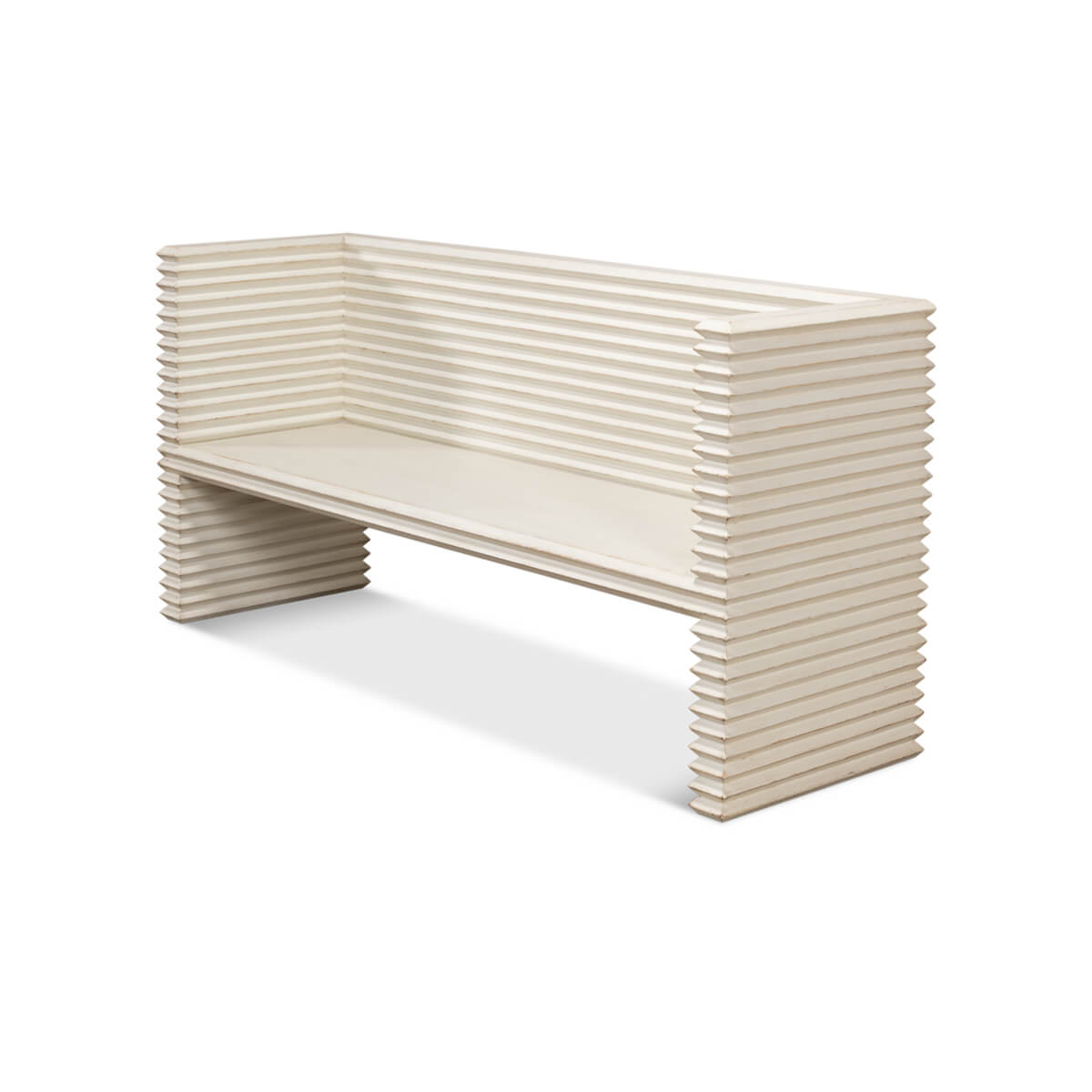 Reclaimed Pine Painted Bench - Antique White - English Georgian America