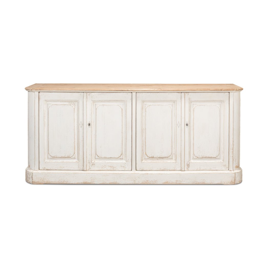 Reclaimed Pine White Buffet Sideboard - English Georgian America