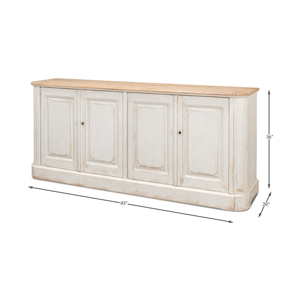 Reclaimed Pine White Buffet Sideboard - English Georgian America