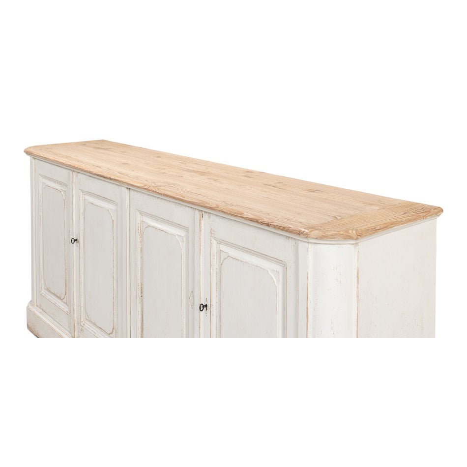 Reclaimed Pine White Buffet Sideboard - English Georgian America