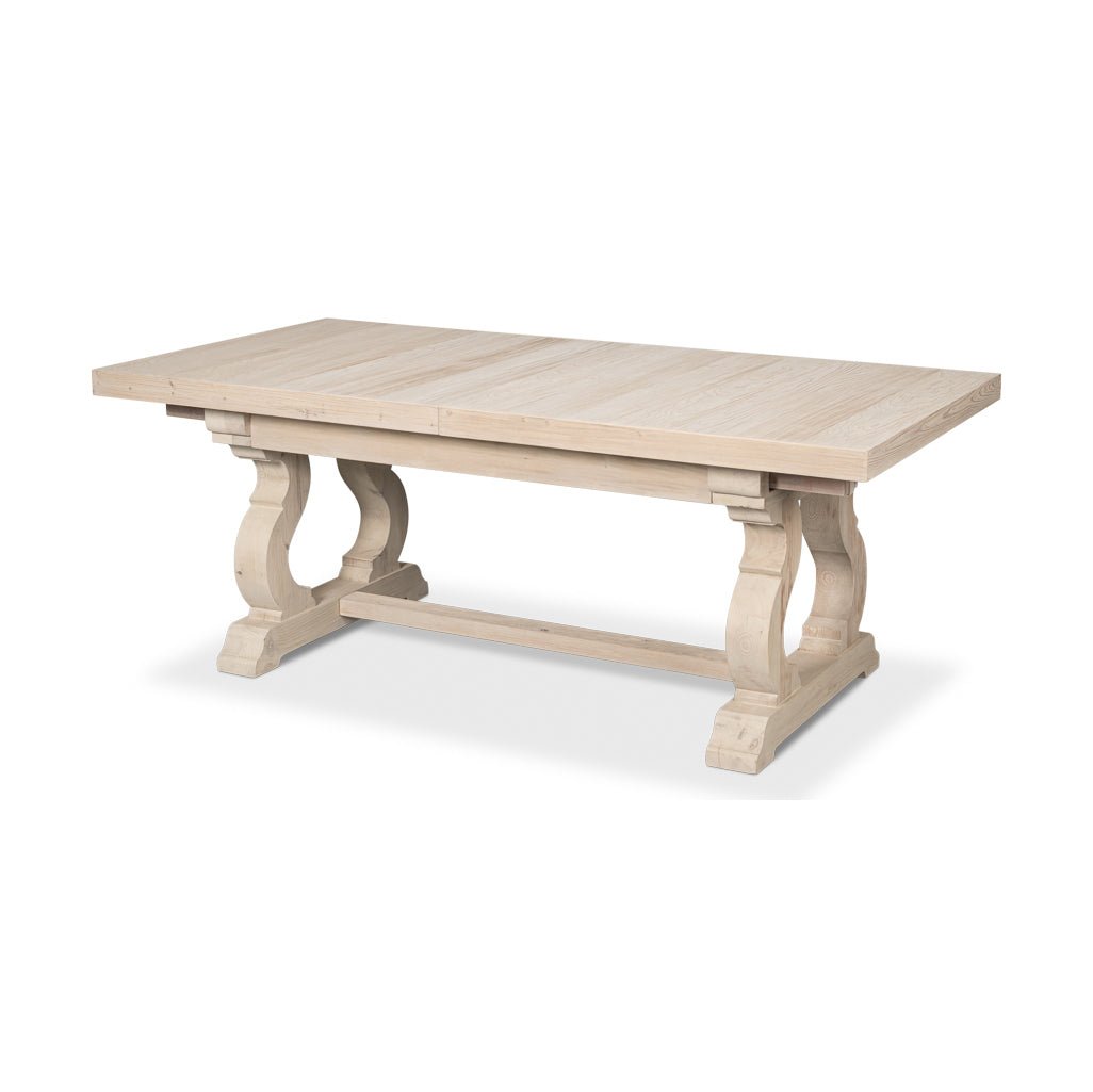 Reclaimed Pine Whitewash Dining Table - English Georgian America