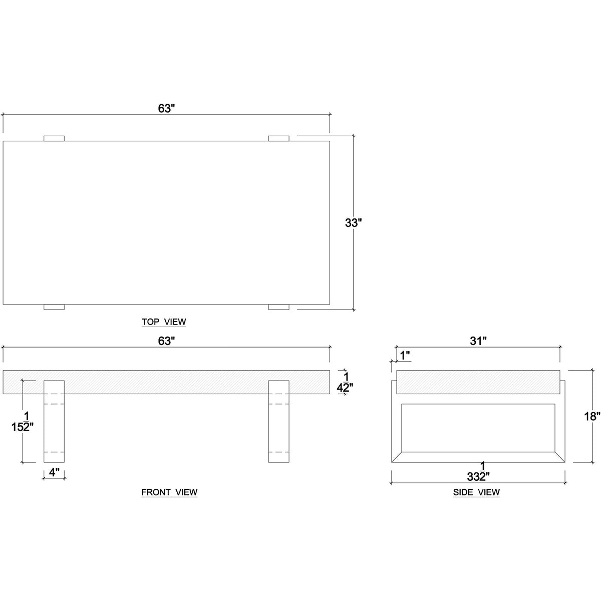 Rectangular Industrial Style Coffee Table - English Georgian America