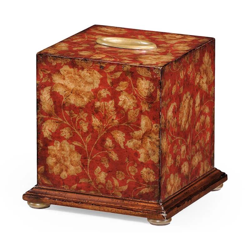 Red Lacquered Chinoiserie Tissue Box - English Georgian America