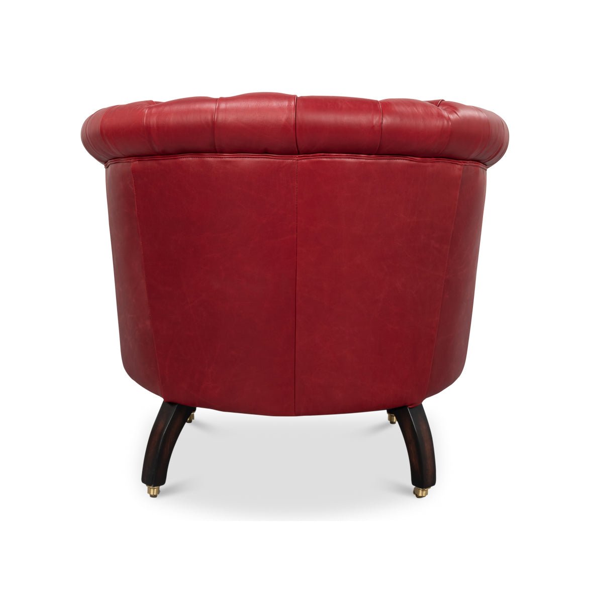 Red Leather Barrel Back Chair - English Georgian America