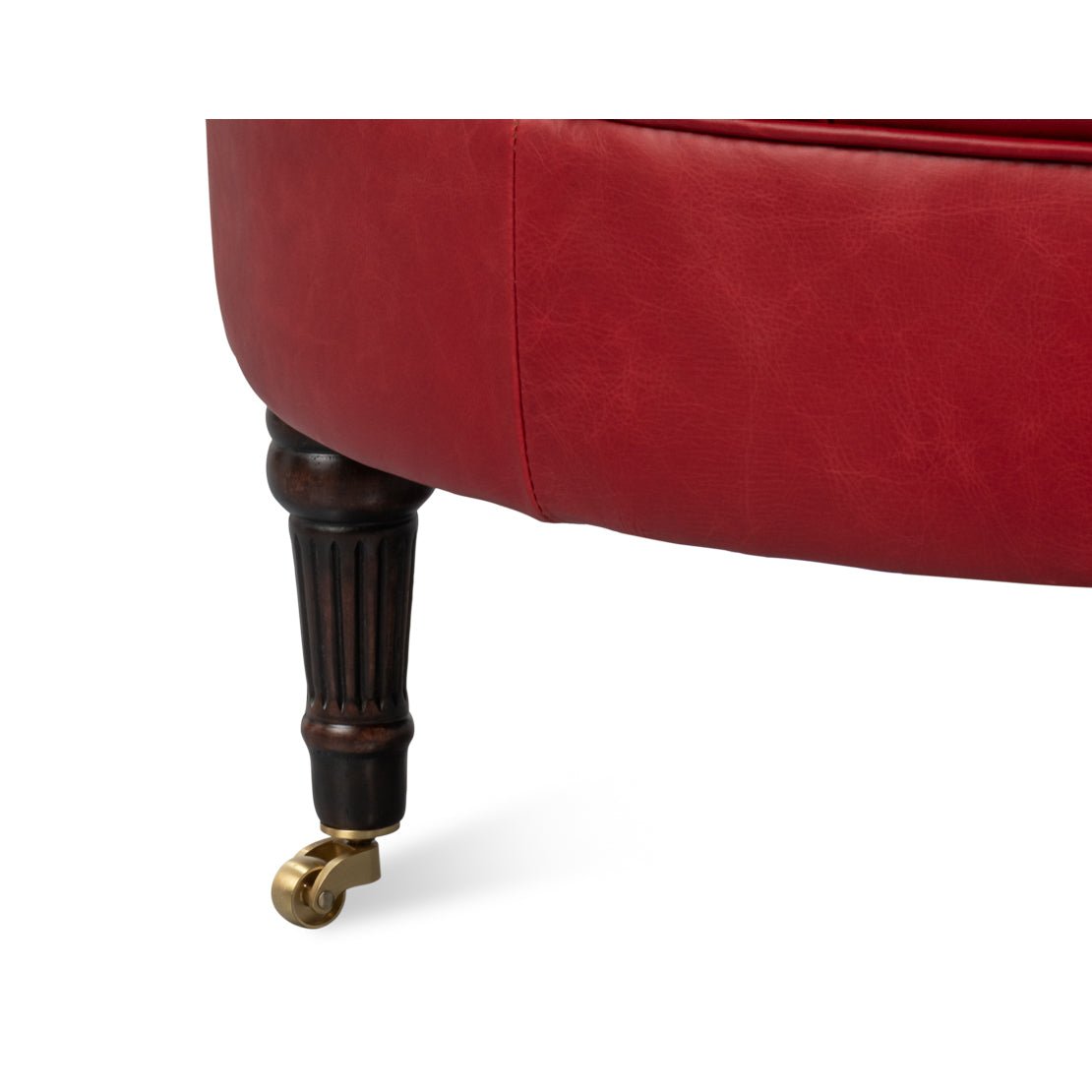 Red Leather Barrel Back Chair - English Georgian America