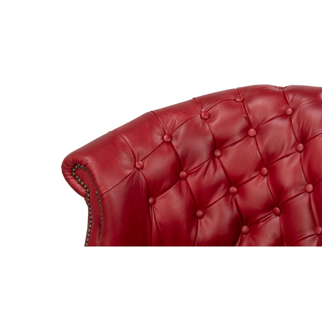 Red Leather Barrel Back Chair - English Georgian America