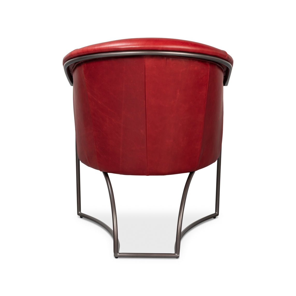 Red Leather Tub Chair - English Georgian America