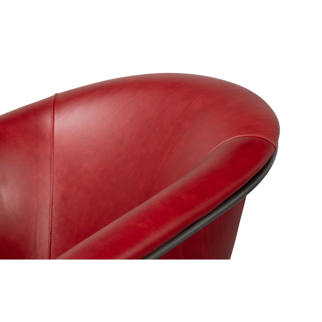 Red Leather Tub Chair