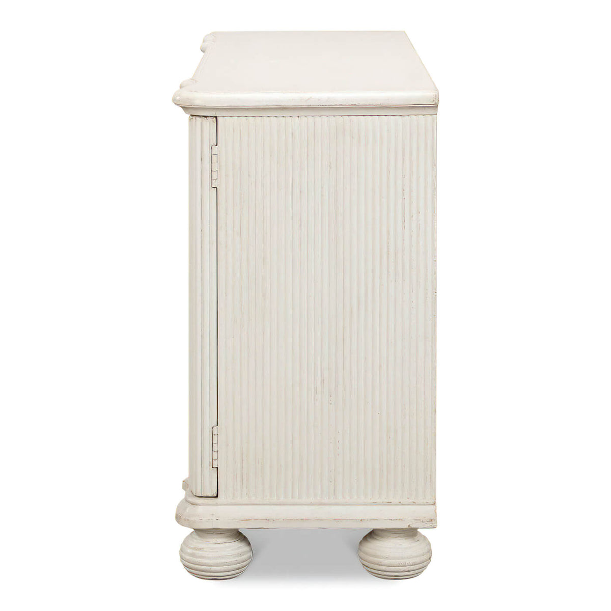 Reeded Antique White Cabinet - English Georgian America