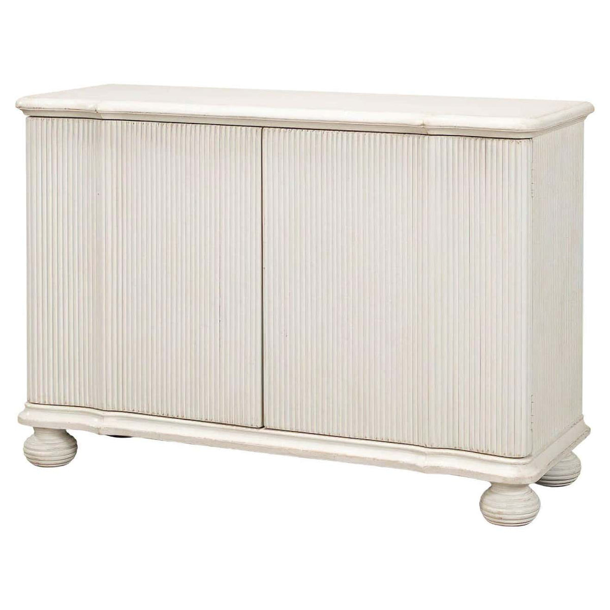 Reeded Antique White Cabinet - English Georgian America