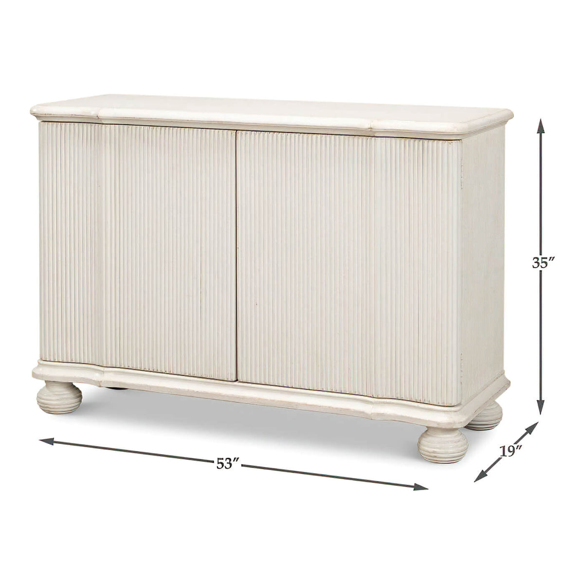 Reeded Antique White Cabinet - English Georgian America