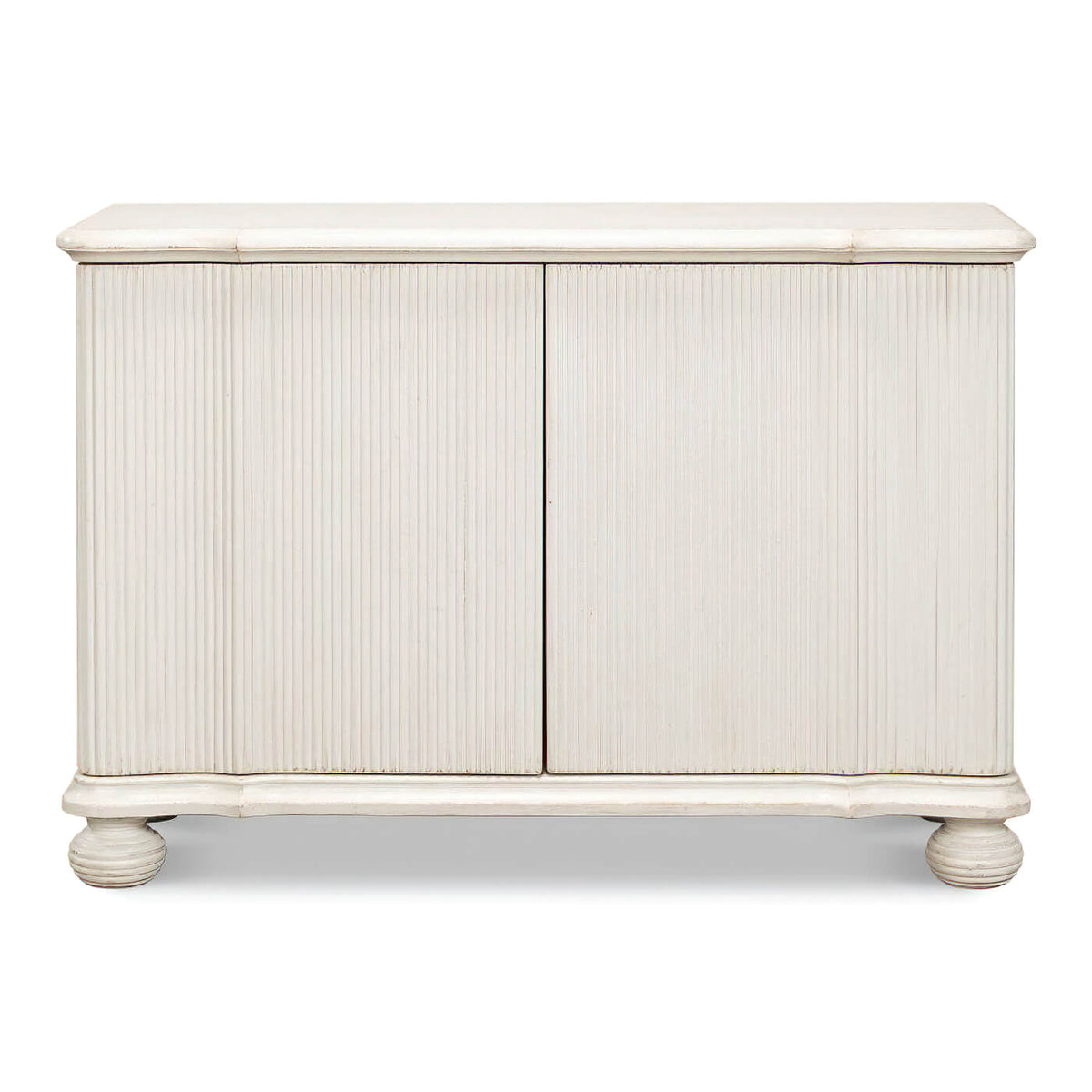 Reeded Antique White Cabinet - English Georgian America