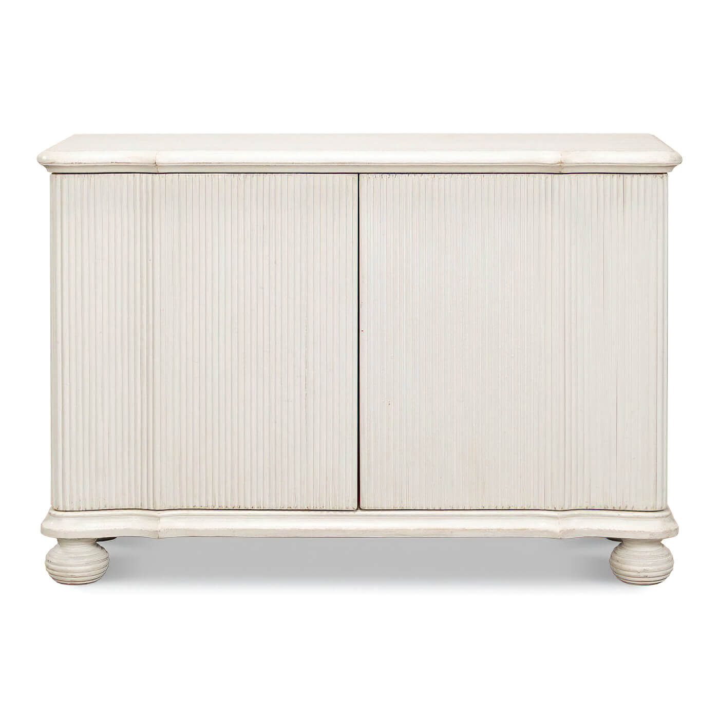 Reeded Antique White Cabinet - English Georgian America