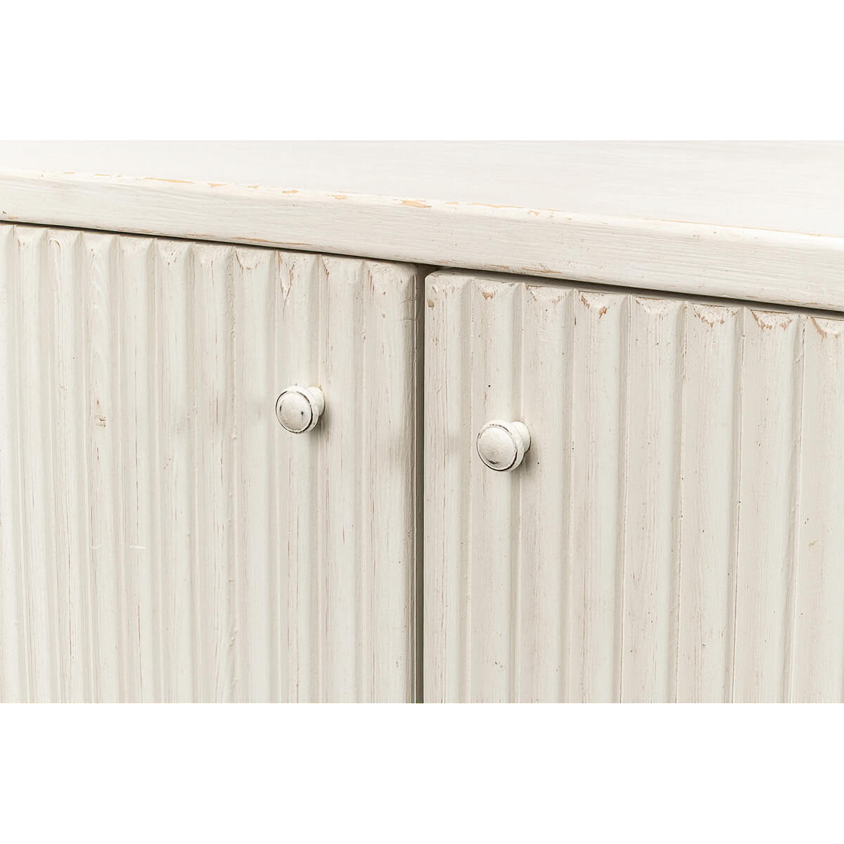 Reeded Antique White Demilune Cabinet - English Georgian America