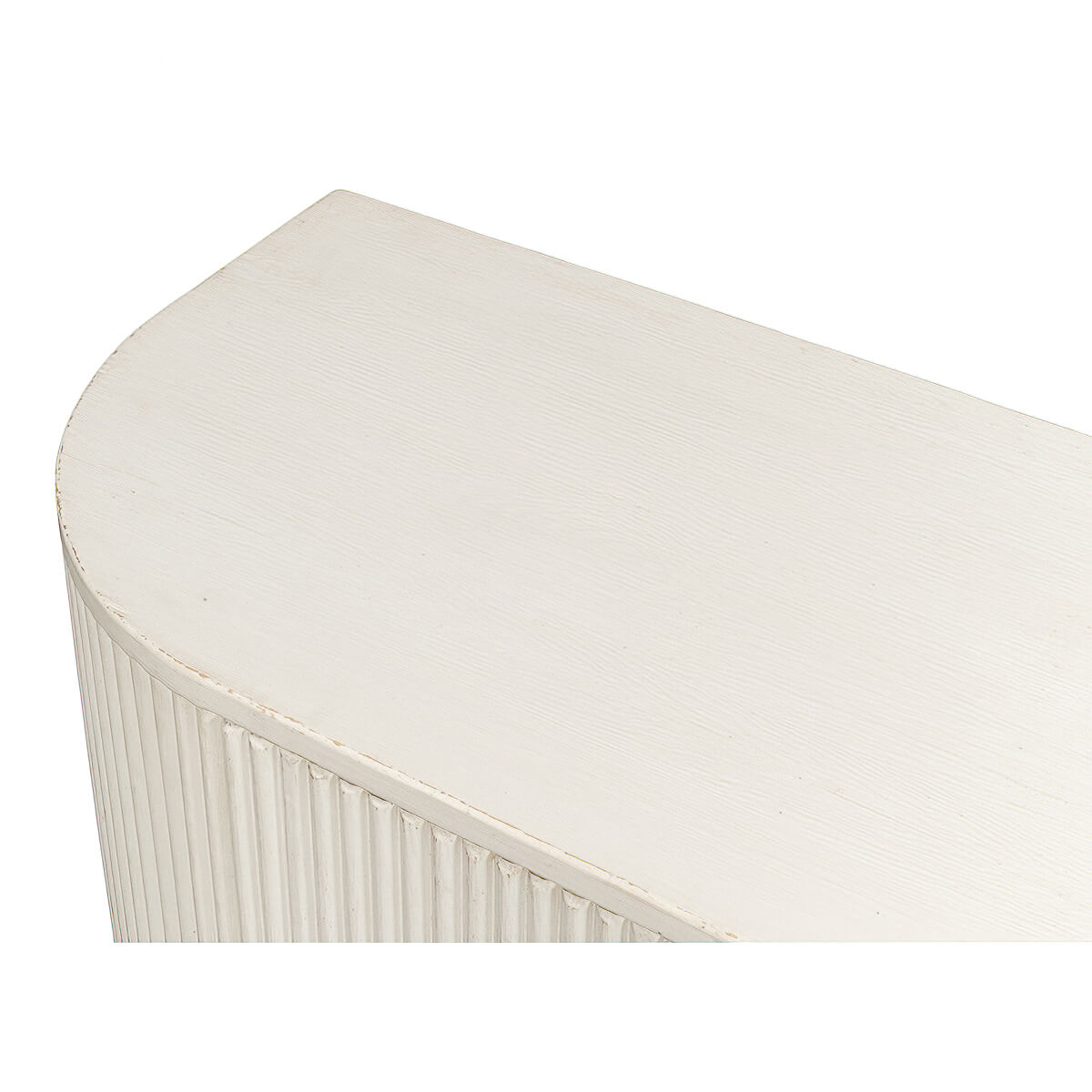 Reeded Antique White Demilune Cabinet - English Georgian America