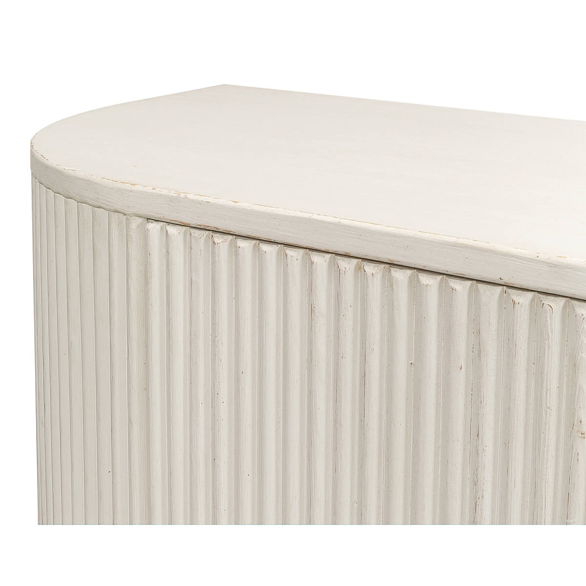 Reeded Antique White Demilune Cabinet - English Georgian America