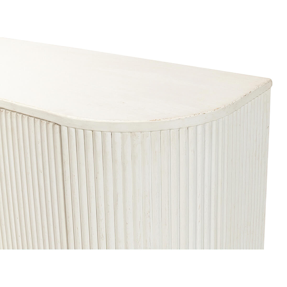 Reeded Antique White Demilune Cabinet - English Georgian America