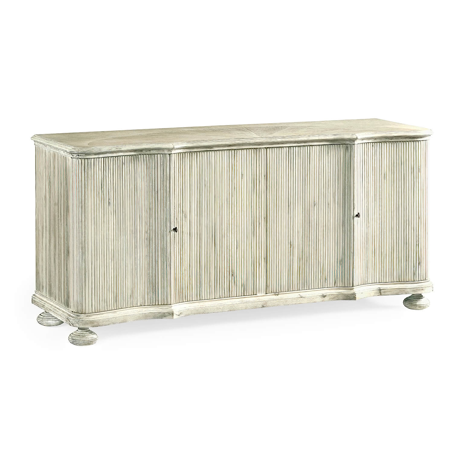 Reeded White Washed Buffet Cabinet - English Georgian America