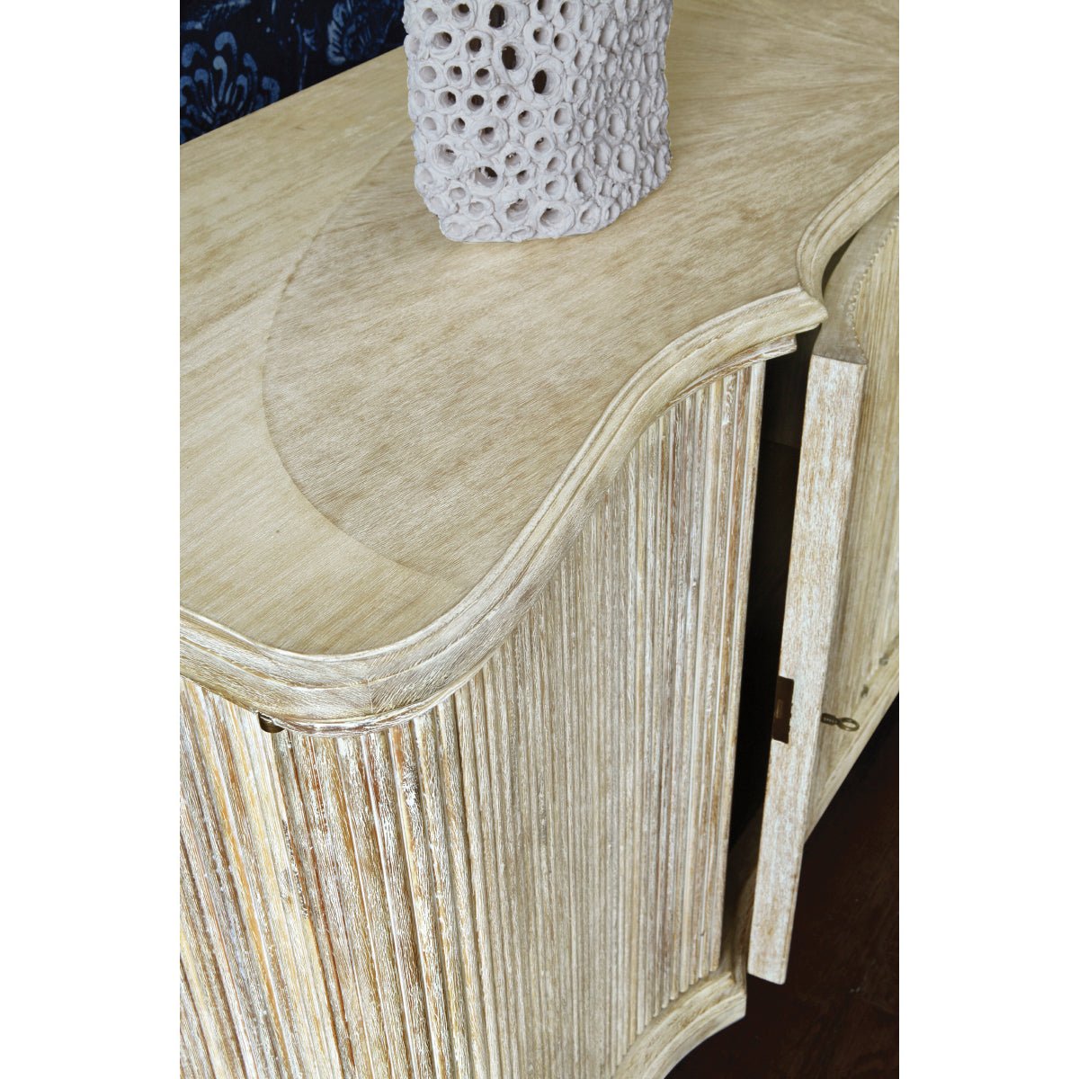 Reeded White Washed Buffet Cabinet - English Georgian America