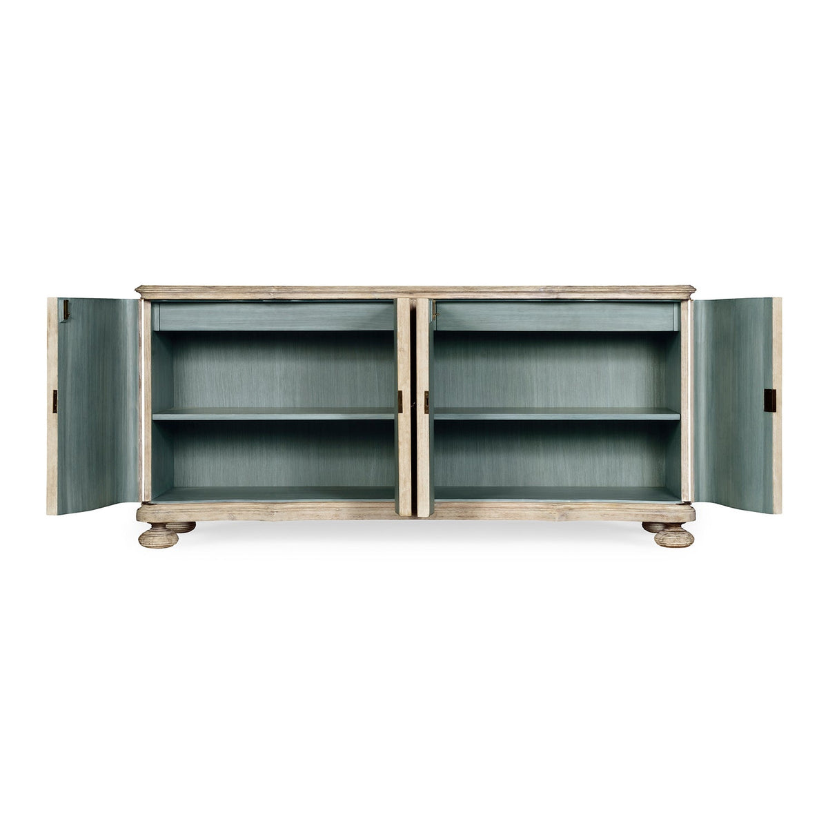 Reeded White Washed Buffet Cabinet - English Georgian America