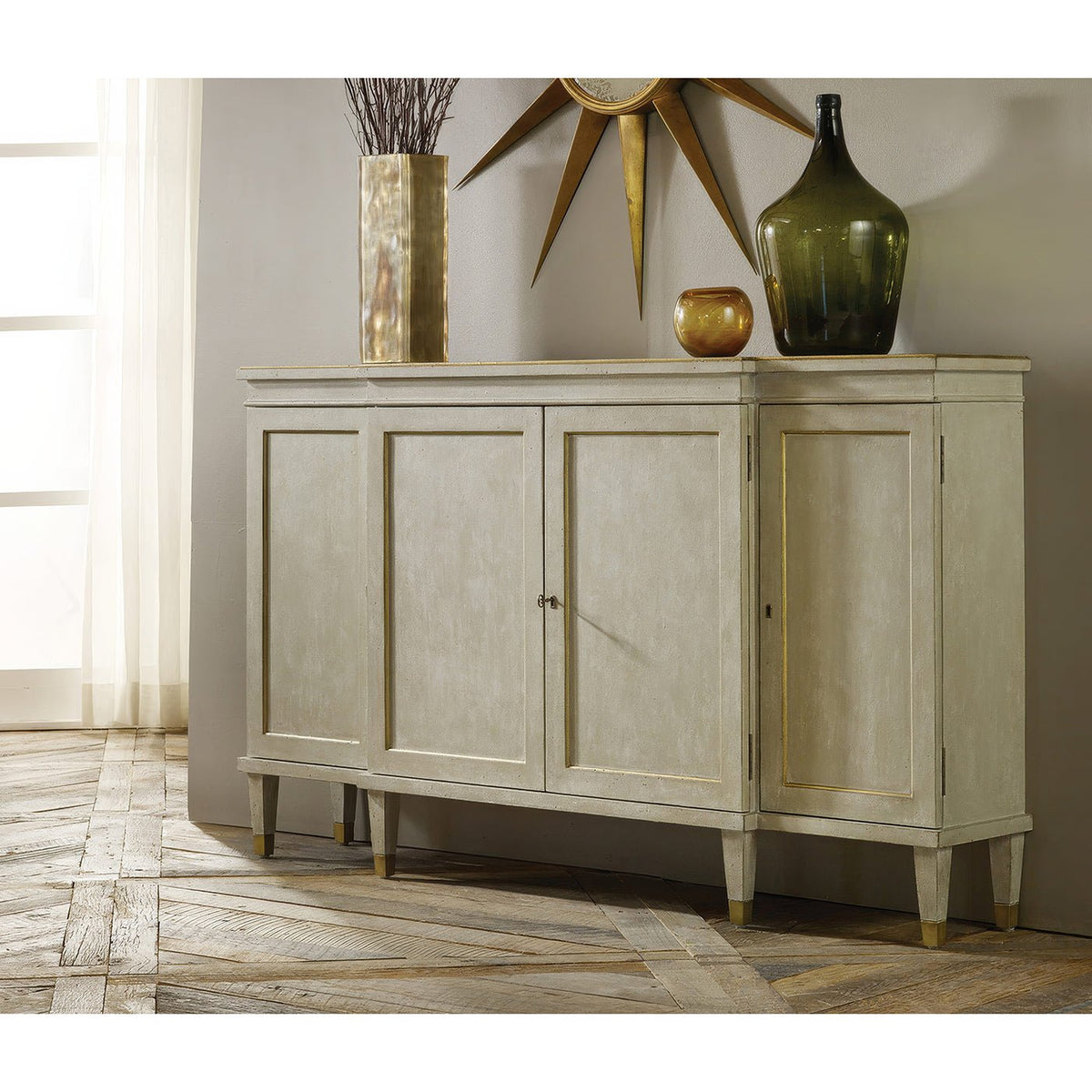 Regency Antiqued Gray Painted Credenza - English Georgian America
