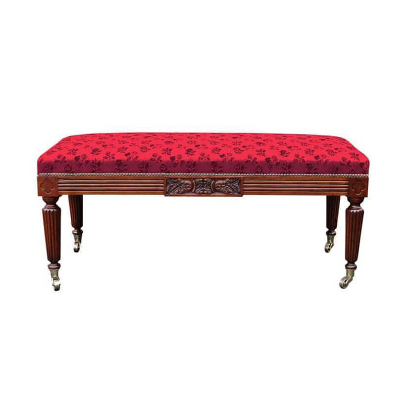 Regency Bench with Carved Oakleaf Motif - English Georgian America