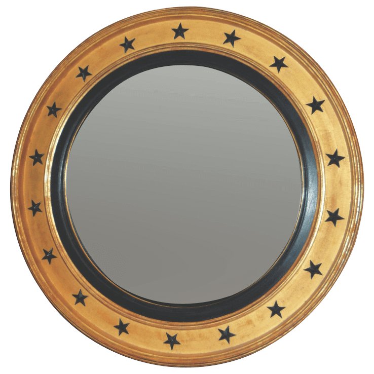 Regency Convex Mirror with Black Stars - English Georgian America