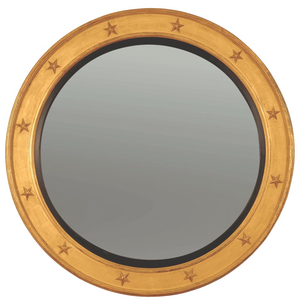 Regency Convex Mirror with Gold Star Decoration - English Georgian America