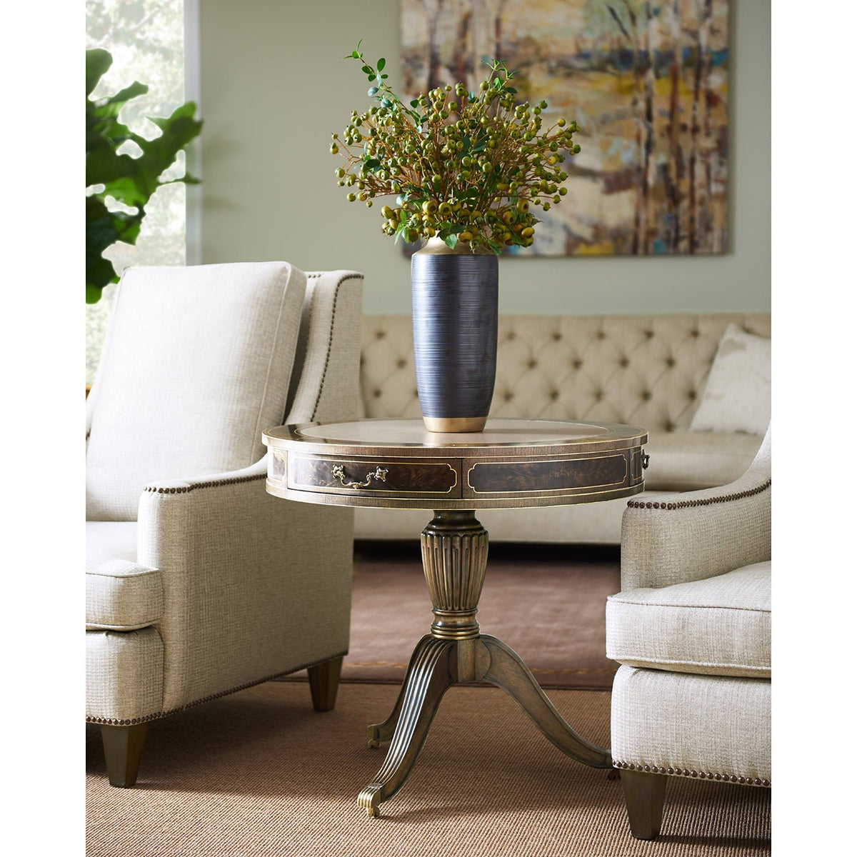 Regency Drum End Table - English Georgian America