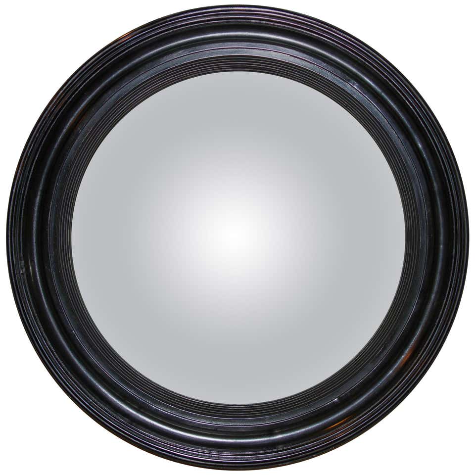 Regency Ebonized Convex Mirror - English Georgian America