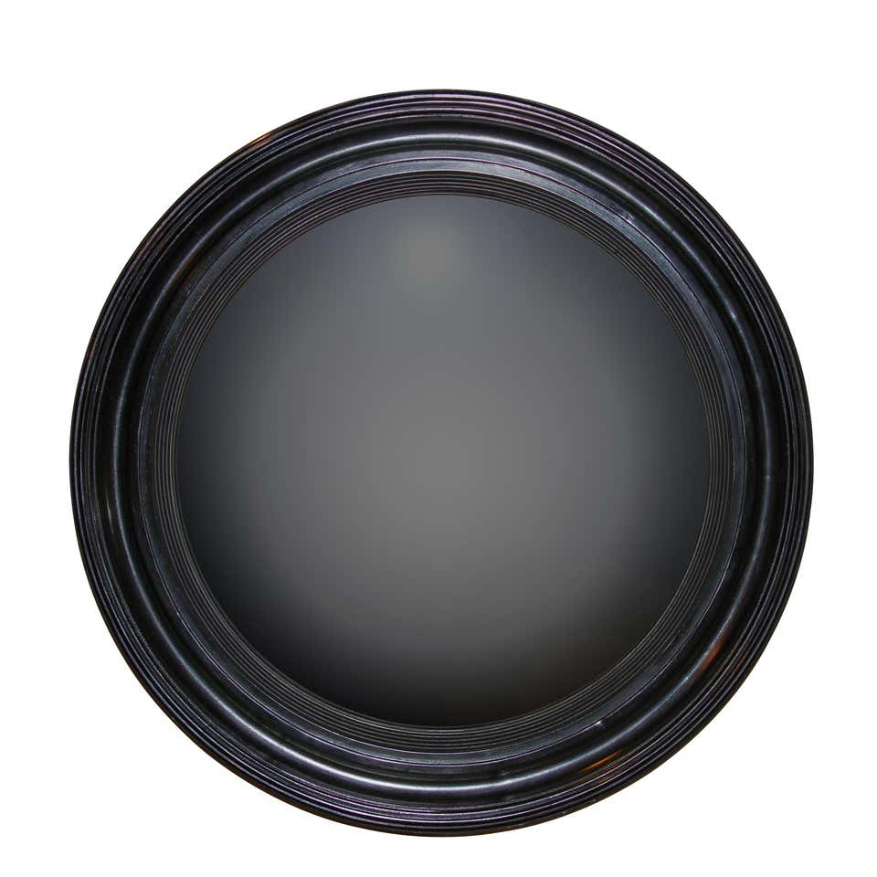 Regency Ebonized Convex Mirror - English Georgian America