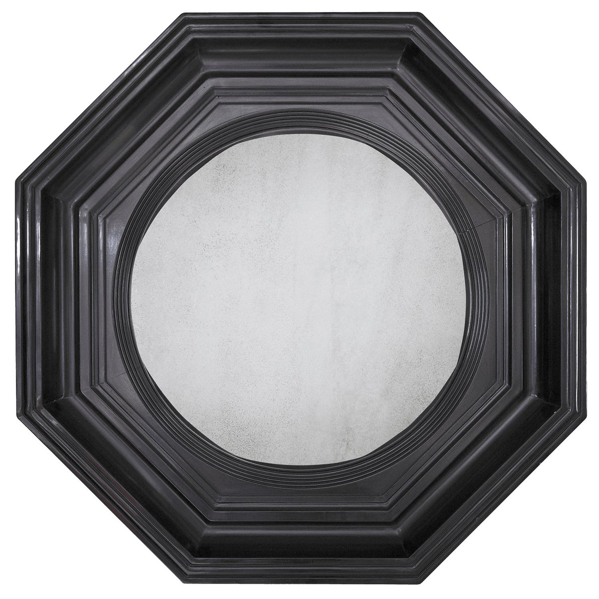 Regency Ebonized Octagonal Convex Mirror - English Georgian America