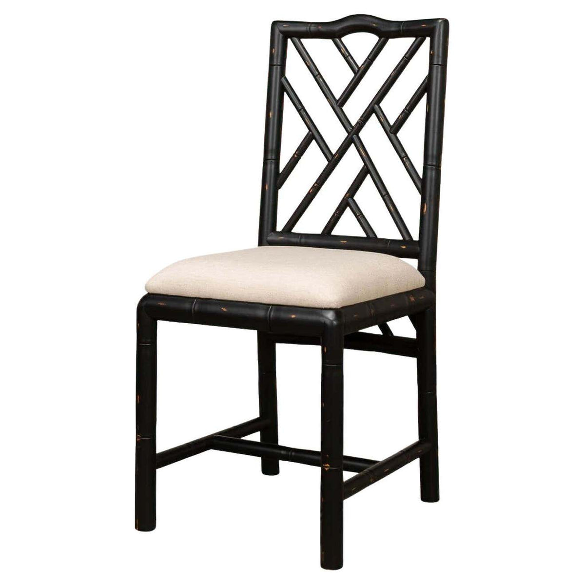 Regency Faux Bamboo Side Chair - Black Finish - English Georgian America