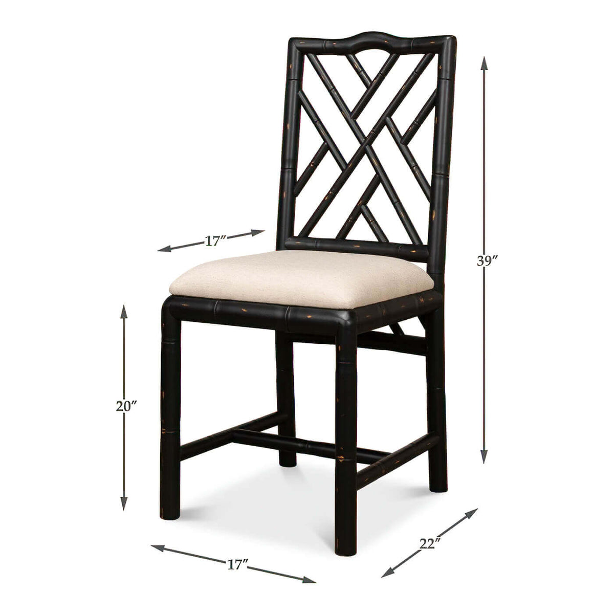 Regency Faux Bamboo Side Chair - Black Finish - English Georgian America