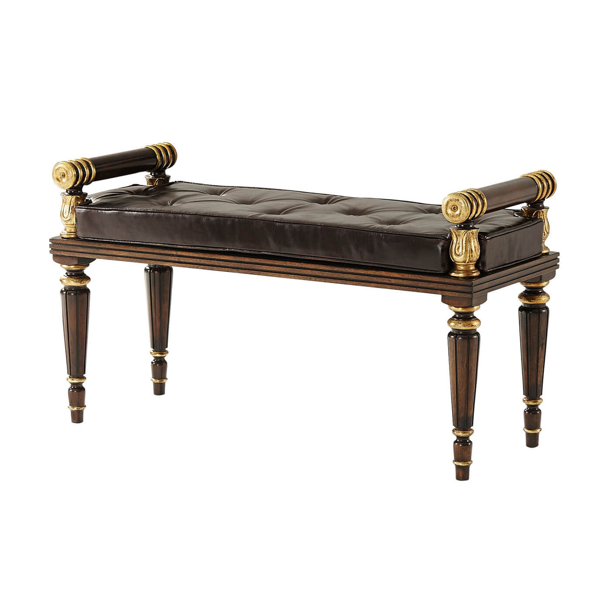 Regency Mahogany and Gilt Hall Bench - English Georgian America