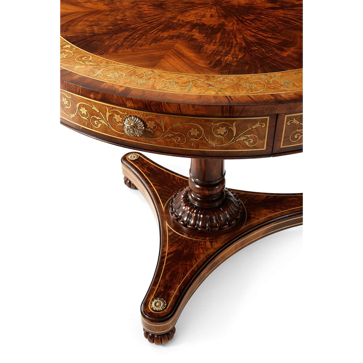 Regency Mahogany Brass Inlaid Center Table - English Georgian America