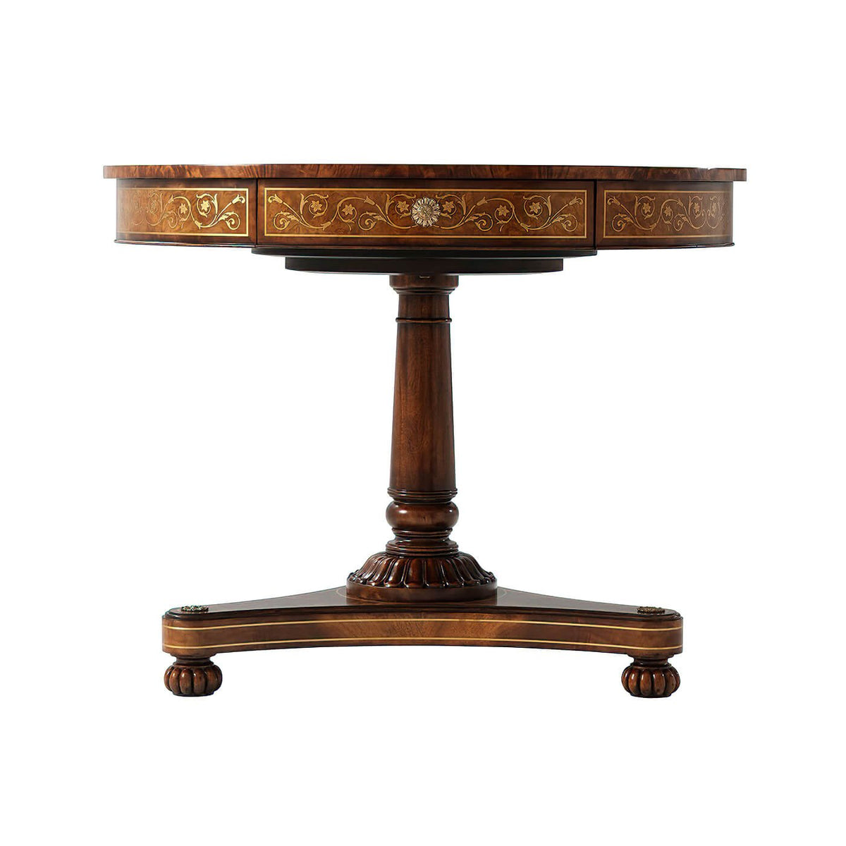 Regency Mahogany Brass Inlaid Center Table - English Georgian America