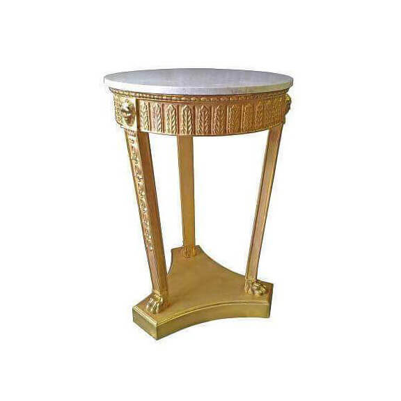 Regency Pedestal End Table with Marble Top - English Georgian America