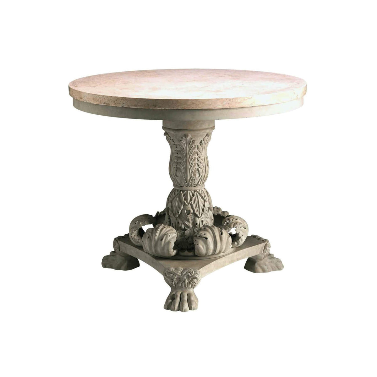 Regency Roman Carved Marble Top Center Table - English Georgian America