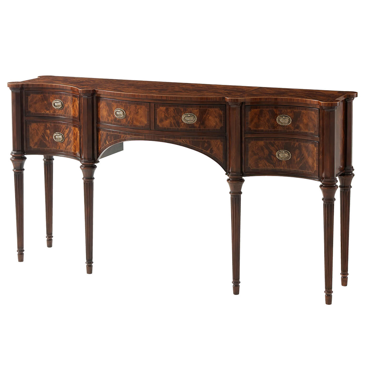 Regency Serpentine Mahogany Sideboard - English Georgian America