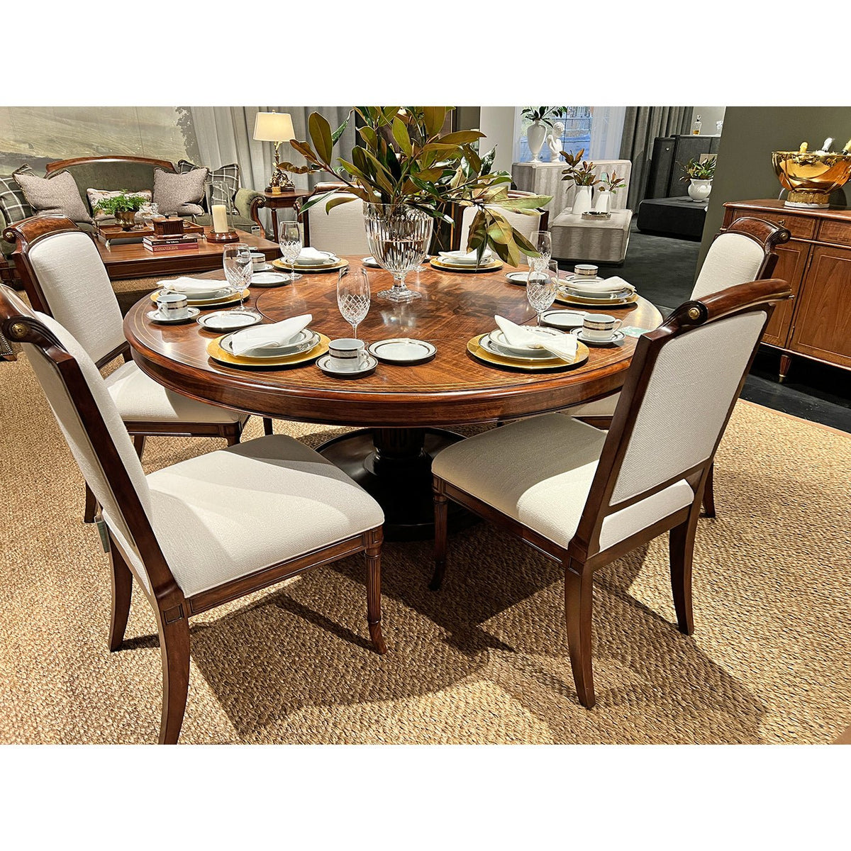 Regency Style 72 Inch Round Dining Table - English Georgian America