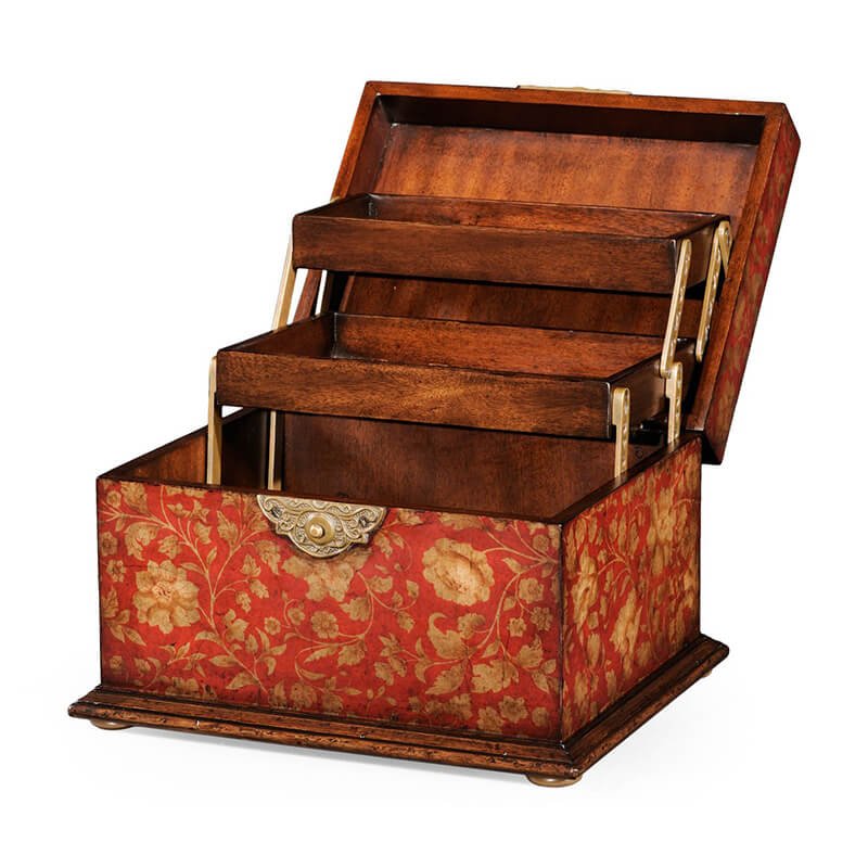 Regency Style Red Painted Chinoiserie Box - English Georgian America
