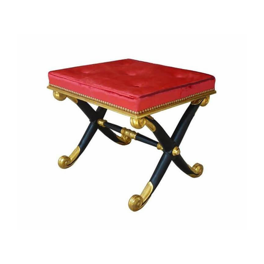 Regency X Frame Stool Gilt and Ebony - English Georgian America