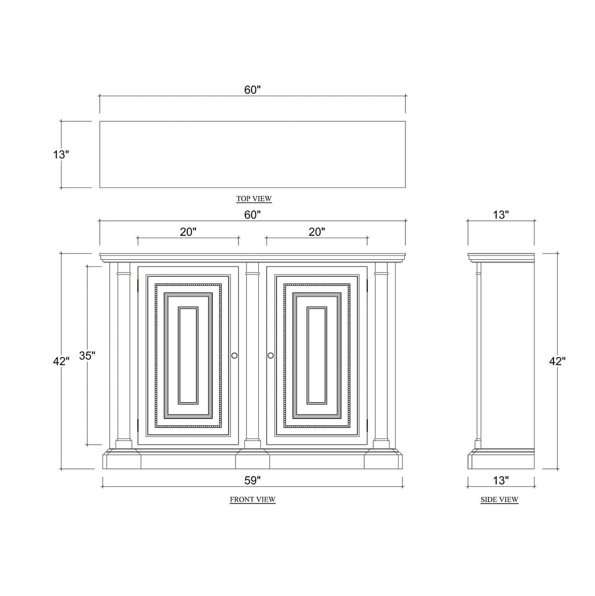 Renaissance Style 60 Inch Credenza - English Georgian America