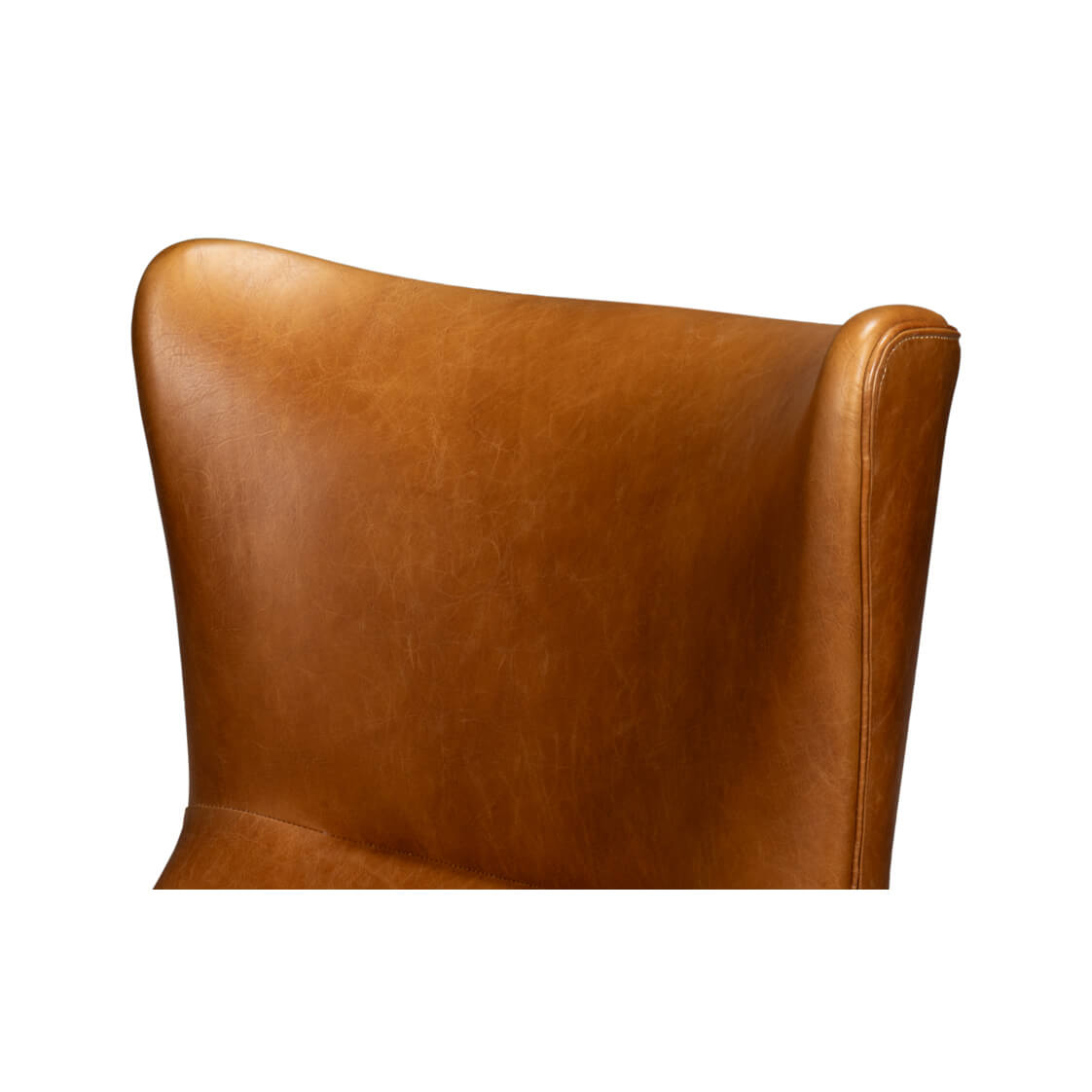 Retro Caramel Leather Wingback Chair - English Georgian America