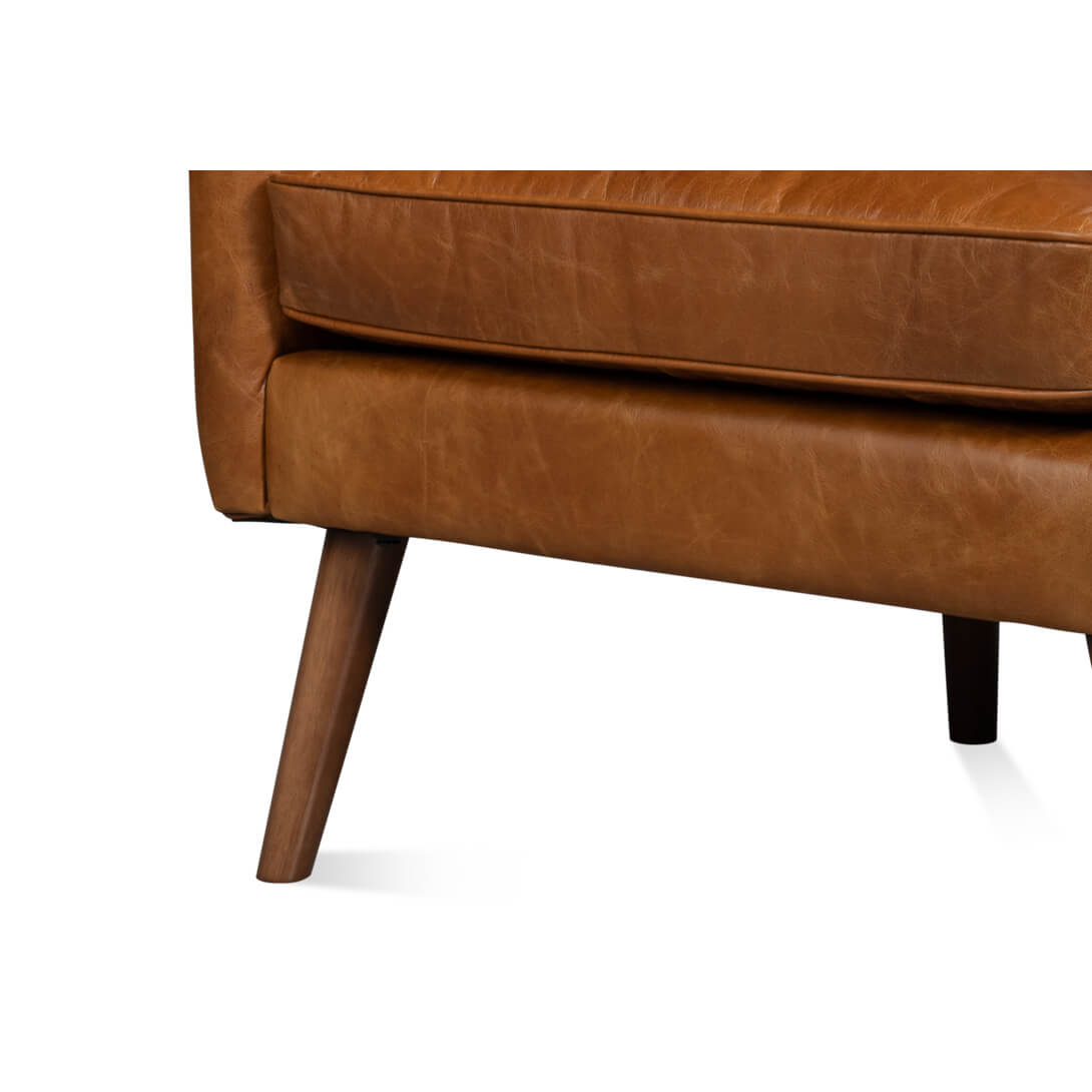 Retro Caramel Leather Wingback Chair - English Georgian America